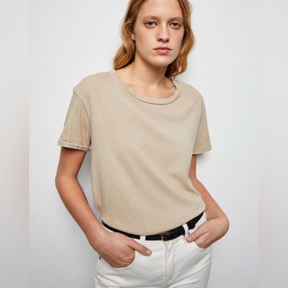 Nili Lotan Brady Tee in Khaki Tan Color Sz M